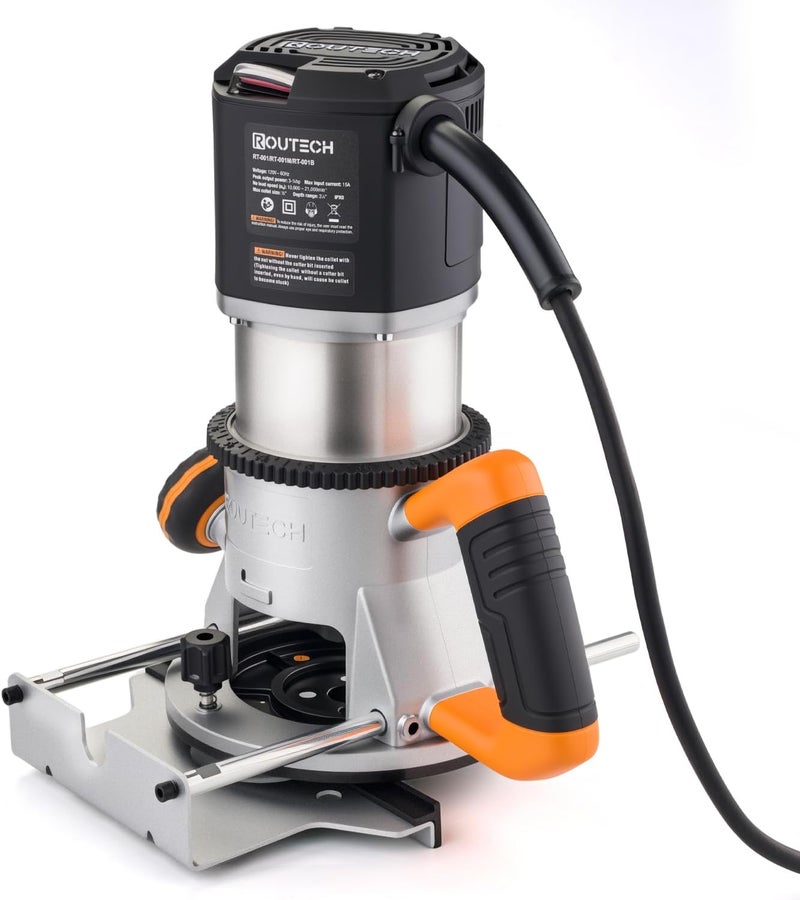 Routech Woodworking 3.25HP Router, 2400W, 4.2" Diameter, 1/2" Collet, 120V60Hz, Model RT-001M (Fixed Base) - Image 3